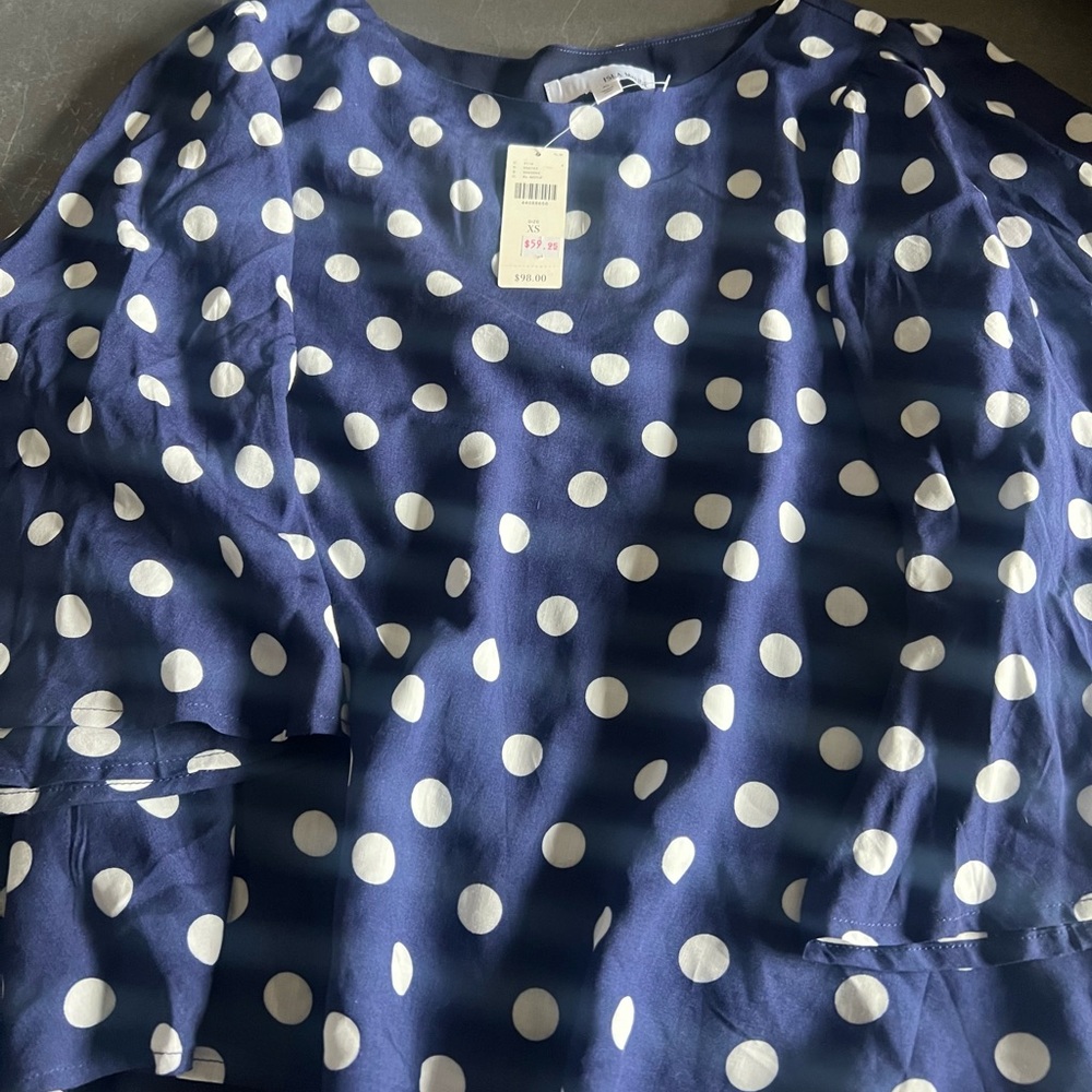 Navy Blue Polka Dot Blouse